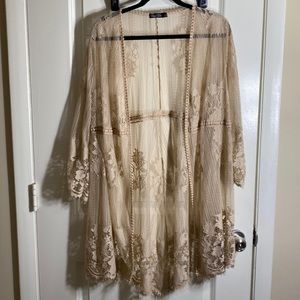 Tan lace kimono